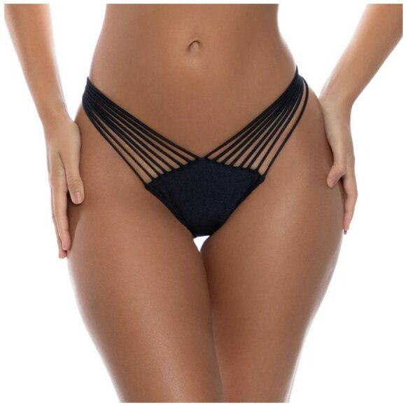 Luli Fama Other - Luli Fama Cosita Buena Black Strappy Ruched Back Bottom